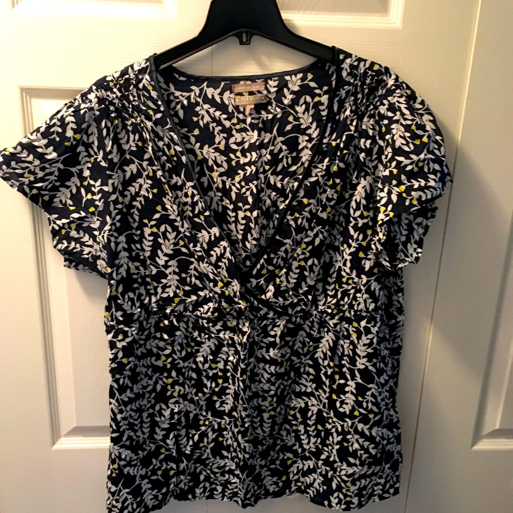 Navy floral top with yellow accents
